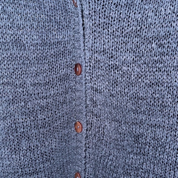 BCBG Max Azria Blue Button Front Knit‎ Cardigan With Lace Hem - Picture 7 of 7